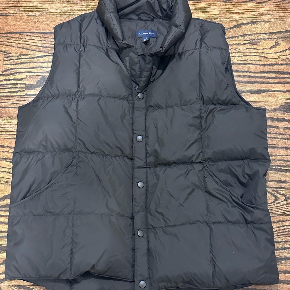 Lands' End Black Puffer Vest